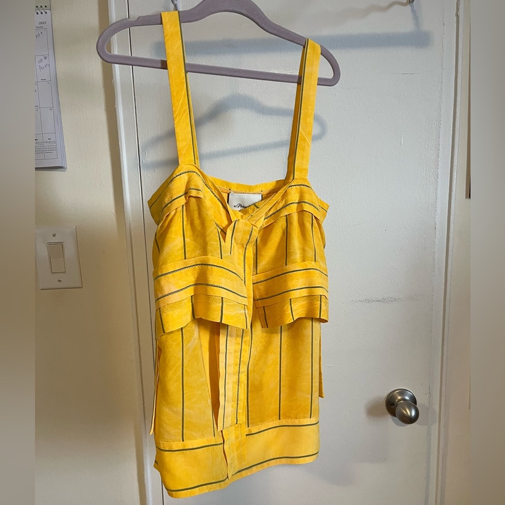 3.1 Phillip Lim Gold Bustier Tie Front Sleeveless Top Size 0